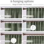 NICETOWN Thick Linen Blend Semi Sheer Forest Green Curtains, Pleat Tape Privacy Added Drapes with Light Filtering Window Treatments for Bedroom/Living Room, W52 x L84, 2 Panels