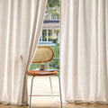 MIULEE Non-See-Through Privacy Linen Curtains 2 Panels, Light Filtering Window Curtains Farn House Textured Back Tab Semi Sheer Drapes for Bedroom Living Room, 52 x 63 Inches Long, Birch