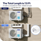 Della 3" 7.5 Ft Mini Split Line Set Cover, Decorative PVC Lineset Cover Kit, Paintable for Mini Split Air Conditioner, HAVC & Heat Pumps Systems Tubing Cover, White