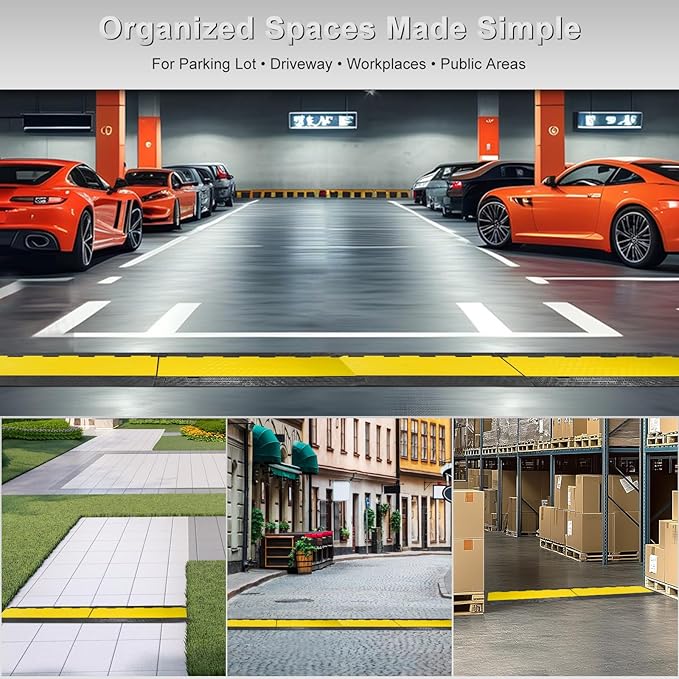 Cable Protector Ramp 4 Packs - 2 Channels Driveway Hose Protector with 39000 LBS Capacity Rubber Modular Cable Ramp for Garden Hose Wire Cord, Drive Over Cover Protector