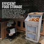 Peaceful Classics Potato Storage Wood Box, Wooden Bread Bins, Decorative Onion Bin w/Grocery Section, Vegetable Storage w/Lid for Kitchen Pantry, Pewter