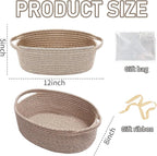 Woven Basket,Small Rope Storage Bin with Handles & Ribbon Bag, Organizer for Shelves Closets,Gift Basket Empty for Birthday,Books,Dog Toys,Oatmeal