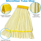 Matthew Cleaning Microfiber Tube Mop(Large,Yellow,12Pack) Heavy Duty Mop Head Replacement,Excellent Absorbency,Premium launderability,Reusable,Loop end for Home,Commercial and Industrial Use