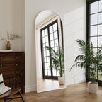 Floor Mirror Arched Full Length Mirrors, 64"x21" Floor Length & Standing Hanging or Leaning & Large Full Body Mirror Wall Mirror for Bedroom, Living Room, Aluminum Frame,White