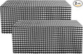 HolidayIdeas Fitted Checkered Tablecloths for 6 Foot Tables - 72 x 30 Inch - 2 Pack Rectangle Tableclothes Buffalo Plaid Table Cover for Parties, Picnic, Trade Show (Black and White)