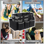 Wearable Cleaning Caddy, Cleaning Caddy Supplies Organizer with Handle & Shoulder Straps for Housekeepers, Under Sink & Car Cleaning Tool Organizers Bag with 4 Foldable Divider (MediumGrey)
