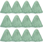 Matthew Cleaning Screw-on Heavy Duty Cotton Wet Mop Replacement Heads(Green, Medium,12 Pack) with 2 Pack Microfiber Cloth for Residential & Commercial Floor Cleaning Use- Fit Standard American Screw