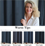 H.VERSAILTEX Linen Blackout Curtains 108 Inches Long 100% Absolutely Blackout Thermal Insulated Textured Linen Look Curtain Draperies Anti-Rust Grommet, Energy Saving with White Liner, 2 Panels, Navy
