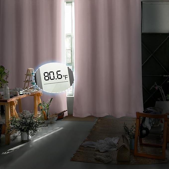 Pink Blackout Curtains for Girls Bedroom 54 Inch Length 2 Panels Set for Nursery, Thermal Insulated 100% Light Blocking Soundproof Grommet Window Curtains for Baby Room, Each 52 Inch Wide