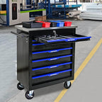 7 Drawer Rolling Tool Chest with Locker, 25.9" D Metal Movable Lockable Tool Cart Box Multi-Functional Hardware Storage Cabinet Box for Warehouse Basement Home Pantry Garage