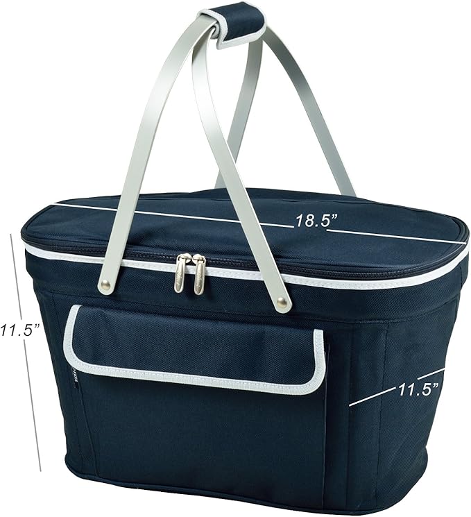 Picnic at Ascot Patented Insulated Folding Picnic Basket Cooler- Designed & Quality Approved in the USA