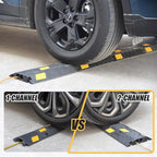 6 Pack 2-Channel Rubber Cable Protector Ramp, 17" x 10" x 1.8" inch Interlocking Floor Wire Cord Cable Cover, Visible at Night, Durable Rubber Speed Bump Hump Ramp (2-Channel 6 Pack)