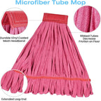 Matthew Cleaning Microfiber Tube Mop(Large,Red,3Pack) Heavy Duty Mop Head Replacement,Excellent Absorbency,Premium launderability,Reusable,Loop end for Home,Commercial and Industrial Use