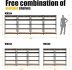 PrimeZone 48" W x 18" D x 72" H Garage Shelving Heavy Duty - Adjustable Metal Storage Shelves, 5 Tier Industrial Shelving Unit, Utility Shelf Rack for Basement, Warehouse, Pantry, Closet, Black, 2Pack