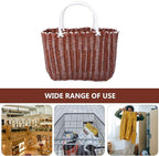 Cabilock Plastic Woven Tote Basket with Handles 13.8X9.4X5.5 Inch Lightweight Portable Storage Basket for Grocery Shopping Bathroom Organization and Home Use