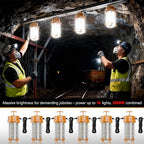 250W LED Temporary Work Light 37,500 Lumens Construction Lights 5000K Portable Linkable IP65 High Lumen Super Bright Durable Job Site Lighting with ON/Off Button for Indoor and Outdoor Area Lighting