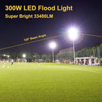300W LED Flood Light Outdoor,2000W Equivalent 5000K Daylight White Super Bright FloodLight with Plug,43500LM IP66 Waterproof Commercial Lighting for Sports Fields,Counts,Arena,Stadium