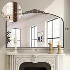 Micasso Large Bronze Vintage Mirror: 48"x 33" French Baroque Antique Mirror - Traditional Ornate Decorative Wall Mounted Arched Mirrors for Wall/Mantel/Entryway/Hallway - Home Decor for Living Room