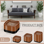 Ecally 32 Pack Furniture Risers Adjustable Bed Risers Desk Leg Risers 1.38" Stackable Heavy Duty Bed Lifts Risers Square Bed Raising Blocks for Mattress Table Leg Desk Chair Couch Sofa Dorm (Brown)