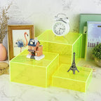6Pcs Fluorescent Yellow Buffet Risers Acrylic Boxes Display Risers Food Risers for Buffet Table Display Riser for Platter Parties Weddings Catering Dessert Collectibles Figures Show ( 6''x7''x8'')