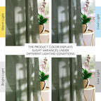 NICETOWN Thick Linen Blend Semi Sheer Forest Green Curtains, Pleat Tape Privacy Added Drapes with Light Filtering Window Treatments for Bedroom/Living Room, W52 x L95, 2 Panels