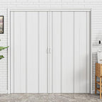 61-72 x 80in (Double 24-36) Enhanced Accordion Doors Interior Folding Door, White PVC Accordion Door with Upgraded Roller & Handle & Complete Hardware, for Closet Bathroom Doorways