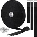 1"x64ft Hook and Loop Straps with 70 Metal Buckles, Adjustable Fastening Cable Straps, Cut-to-Length Cinch Strap, Reusable Nylon Securing Cord Ties for Organizer or Storage, 1 inch Wide, Black