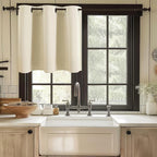 ChrisDowa Blackout Curtains 36 Inches Long for Living Room, Grommet Thermal Insulated Room Darkening Curtains for Bedroom (1 Panel Set, Beige, 42W x 36L)