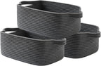 KALLAX Small Woven Basket, 14 x 10 x 5.6 Inches, Small Storage Baskets for Organizing, Gift Baskets Empty, Cute Rope Shelf Closet Storage Bins for Shelves, Dog Toy Basket, Dark Grey