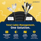 PROTECTO Heavy Duty Dog & Cat Cord Protector 10ft Long Sleeve, Easy-to-Use 3/8 in Cord Cover for Pet, Odorless Black Color, No Chew Solution for Power, Audio & Video Wire Tubing, Fits 4-6 Cables