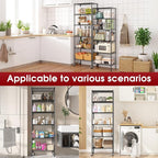 6-Tier Rolling Storage Shelves, 14" D x 24" W x 71" H Adjustable Space-Saving Wire Rack Shelving, 750 lbs Capacity Heavy Duty Metal Shelving with Wheels for Garage, Closet, Kitchen