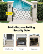VEVOR Single Folding Security Gate, Lockable Scissor Gate with 360° Swivel Casters, Outdoor Barricade Steel Retractable Gates, for Entry Security, Garage, Warehouse & Pool, 66.93 x 51.57 in (W x H)