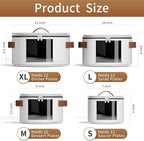 4 Piece China Storage Containers, Dish Storage Containers with Clear Windows, Hard Shell Plate Organizer with Handles, Stackable Stemware Storage Cases, Moving Boxes for Dishes, Plates, Light Gray