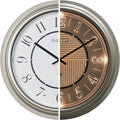 CLXEAST 14 Inch Self-Illuminated in/Outdoor Atomic Wall Clock for Home Office, Night Light Wall Clocks for Living Room Decor,Modern Farmhouse Morning Silver/Gold Finish