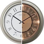 CLXEAST 14 Inch Self-Illuminated in/Outdoor Atomic Wall Clock for Home Office, Night Light Wall Clocks for Living Room Decor,Modern Farmhouse Morning Silver/Gold Finish