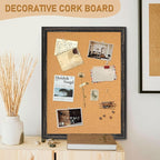 DOLLAR BOSS Cork Board for Office 24 X 18 Inches Cork Boards for Walls Bulletin Board, Decorative Hanging Pin Board Rustic Wooden Frame Vision Board Cork Notice Board for Office Home Decor, Black