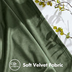 MIULEE Olive Green Velvet Curtains 90 inches Long, Pinch Pleated Blackout Drapes with Hooks, Thermal Insulated Pinch Pleat Panels for Bedroom Living Room, 2 Panels