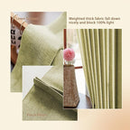 Textured Linen Double Pleats 100% Blackout Curtains for Bedroom/Living Room Blackout Curtains 108 Inches Long, Energy Saving Window Treatment Curtains,120Wx108Lx2,Lemon