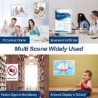 Acrylic Sign Holder 8.5" x 11" Wall Mount, Self Adhesive Magnetic Display Frame with Nano Tape, Plastic Clear Document Frame for Office, Store, School, Home, Wall Picture Frame (Silver, 3Pack)