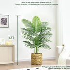 Artificial Palm Tree 4FT Faux Plants Indoor Tropical Fake Palm Tree Areca Floor Plant in White Pot with 13 Trunks & Real Bark Design, Faux Palm Plant for Outdoor Patio Home Room Office Decor
