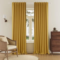 DUALIFE Yellow Blackout Curtains 102 Inch Length 2 Panels Set for Living Room Bedroom Rod&Back Tab Thermal Insulated 100% Black Out Linen Drapes Room Darkening Window Curtains 72" x 102"