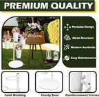 PROLEE Flower Display Stand with 4 Buckets, Flower Pot Stand, Flower Stand Metal, Florist Bouquet Shelf for Wedding, Party, Events, Oval Base, White