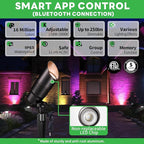 RGBCW Landscape Spotlights Low Voltage - Smart Color-Changing LED 12V Uplights, Spot Lights Outdoor Waterproof, App Control Works with Alexa, Aluminum Black for Outside Trees Wall 4 Pack
