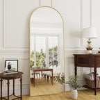 64"x21"Floor Mirror Arched Full Length Mirros, Mirror Floor Length Standing Hanging or Leaning/Large Full Body/Wall Mirror for Bedroom, Living Room, Aluminum Frame, Black