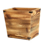 VERGOODR Grey Farmhouse Style Torched Wood Trash Can Waste Bin with Decorative Metal Brackets Trash Can for Bedroom,Living Room, Bathroom & Office (Brown)