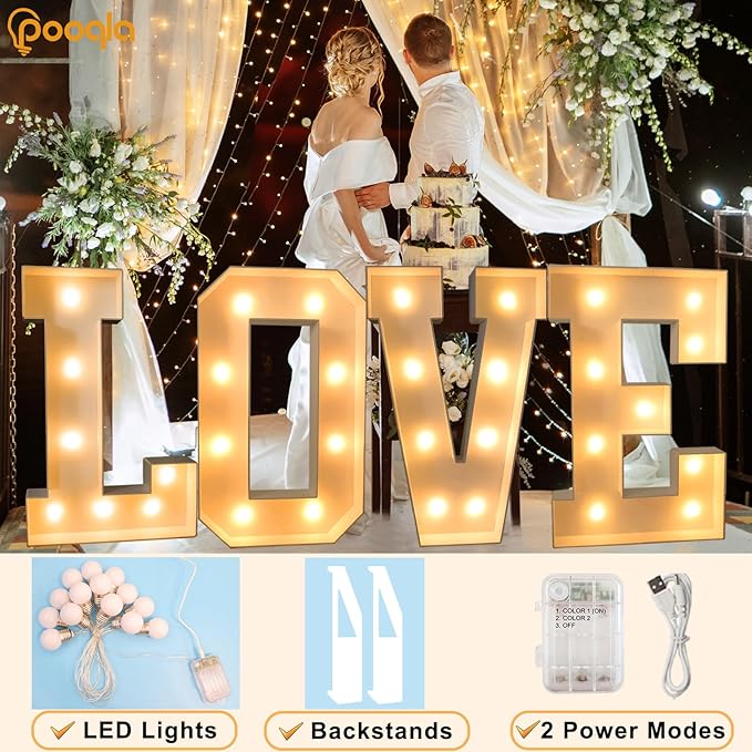 Pooqla 3FT Marquee Light Up Letters, Cool White and Warm White LED Big Mosaic Marquee Letters 3 Feet, Giant Letter Sign for Balloons Birthday Anniversary Wedding Party Decoration, Letter Y