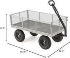 Gorilla Carts Steel Utility Cart, 7 Cu Ft Bed, 1000 lb Load Capacity, Gray – Towable Heavy-Duty Outdoor Hauling Wagon with Removable Side Panels for Yard, Lawn, Garden or Landscaping