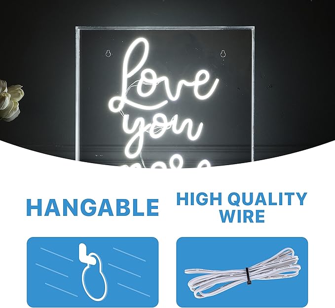 JONATHAN Y NEN1015A 15" Love You More Neon Sign, Modern White LED Light in Acrylic Box for Wall Decor, USB Powered Tabletop Lighted Sign for Bedroom, Living Room, Dorm Room, Romantic Wall Art