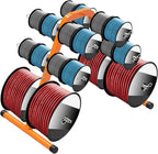 SELEWARE Portable Wire Spool Caddy – Heavy-Duty Steel Cable Dispenser with 6 Adjustable Rods for Effortless Spool Storage & Dispensing (Orange)