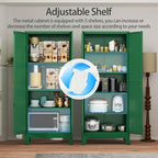 Green Metal Storage Cabinet,75" Steel Cabinets for Home Office, Kitchen Pantry Storage Cabinet with Doors and 5 Adjustable Shelves, Tool Cabinets, for Office, Home, Garage, School